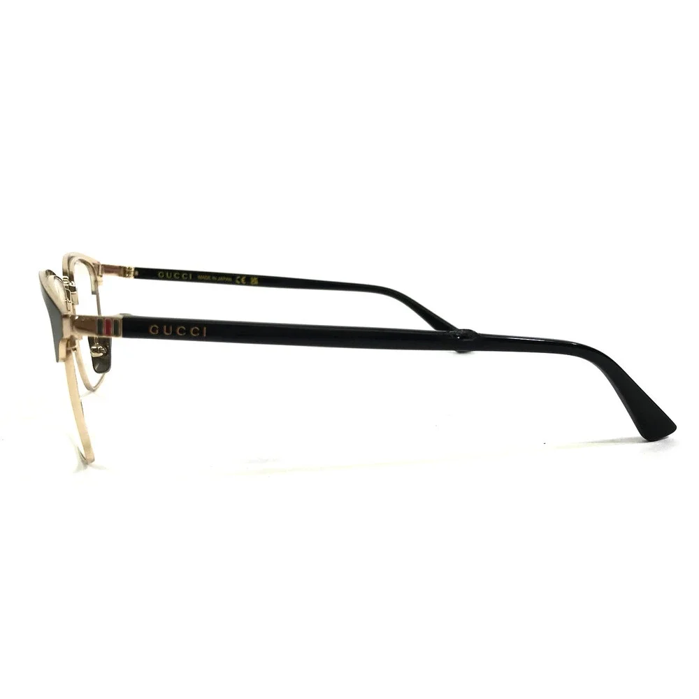 Gucci Eyeglasses Frames GG0130OZ 001 Shiny Black Gold Square Full Rim 53-18-145